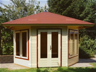 Hexagonal 45mm Summerhouse Log Cabin 395