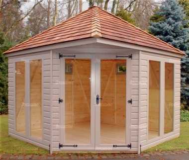 Corner Summerhouse 985 Painted Large Panes