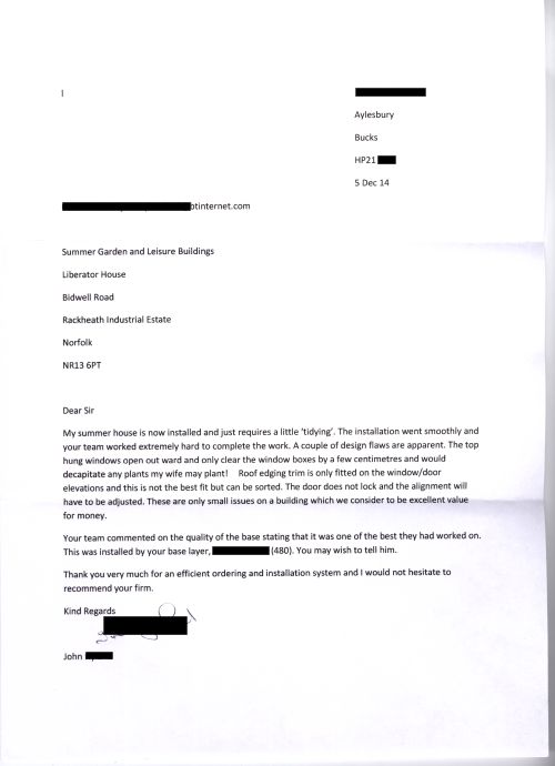 Customer Letter Customer Letter