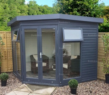 Malvern Studio Corner Pent Summerhouse - Low Level Glazing, Double Glazed