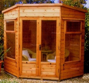 Malvern Studio Corner Pent Summerhouse - Low Level Glazing, Double Glazed