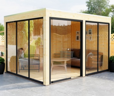 Lugarde Pro System Modern Gazebo 866 - Pent Roof, Sliding Glass Walls