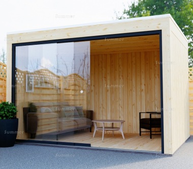 Lugarde Pro System Modern Gazebo 868 - Pent Roof, Sliding Glass Walls