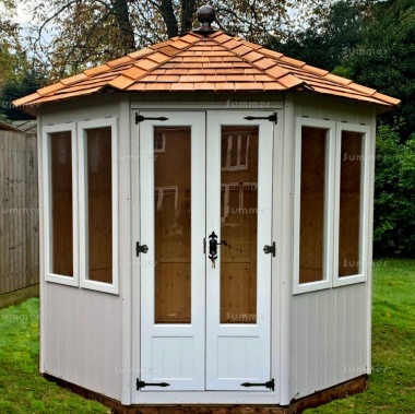 Octagonal Summerhouse 208 - Double Door, Vertical Cladding, Fitted Free Octagonal Summerhouse 208 - Double Door, Vertical Cladding, Fitted Free