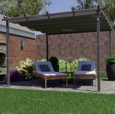 Metal Gazebo 110 - Powder Coated Aluminium, Retractable Canopy Metal Gazebo 110 - Powder Coated Aluminium, Retractable Canopy