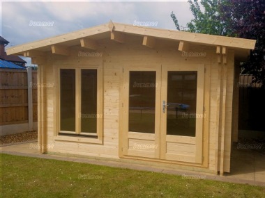 Apex 140mm Twinskin Log Cabin 585 - Double Glazed, Large Panes Apex 140mm Twinskin Log Cabin 585 - Double Glazed, Large Panes
