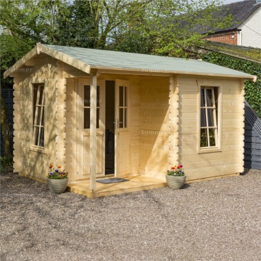 Rowlinson Garden Office Log Cabin - Double Doors, Integral Porch, FSC® Certified