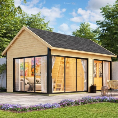 Two Room 45mm Log Cabin 43 - Modern Aluminium Hybrid, FSC® Certified