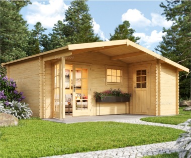 Two Room Apex Log Cabin 083 - 34mm Logs, FSC® Certified