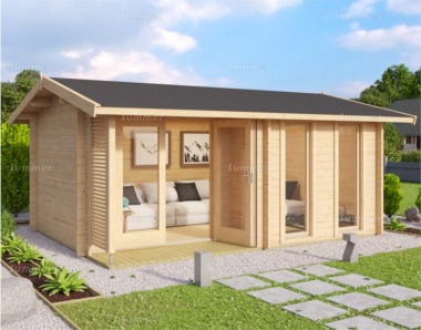 Side Door Apex Log Cabin 378 - Integral Porch, FSC® Certified Side Door Apex Log Cabin 378 - Integral Porch, FSC® Certified