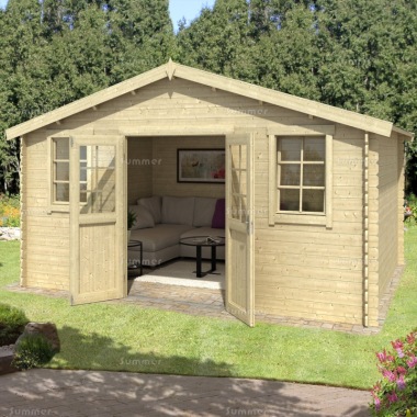 Apex Roof Log Cabin 660 - Double Door, PEFC Certified