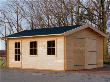Lugarde Wooden Log Garage 312 - Apex, Hinged Doors Lugarde Wooden Log Garage 312 - Apex, Hinged Doors