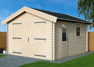 Woodpro Wooden 45mm Log Garage 673 - Apex, Hinged Doors