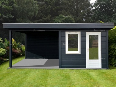 Woodpro 28mm Pent Roof Gazebo 255 - With Integral Summerhouse