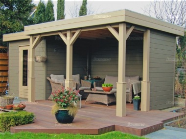 Lugarde Pent Roof Gazebo 398 - With Integral Summerhouse Lugarde Pent Roof Gazebo 398 - With Integral Summerhouse