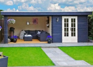 Woodpro Pent Roof Gazebo 697 - With Integral Summerhouse