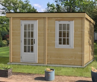 Woodpro Single Door 28mm Pent Roof Log Cabin 230 - Double Glazed