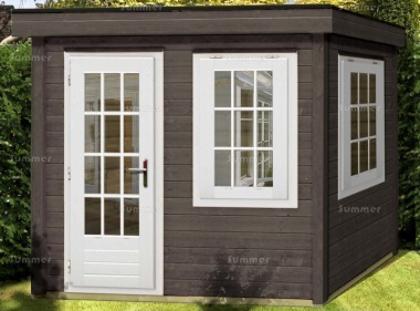 Woodpro Single Door 45mm Pent Roof Log Cabin 231 - Double Glazed Woodpro Single Door 45mm Pent Roof Log Cabin 231 - Double Glazed