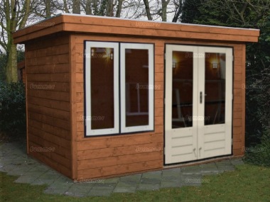 Lugarde Double Glazed Pent Roof Log Cabin 301 - Large Panes Lugarde Double Glazed Pent Roof Log Cabin 301 - Large Panes