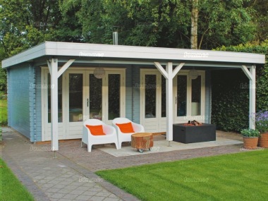 Lugarde Folding Door Pent Roof Log Cabin 369 - Large Canopy