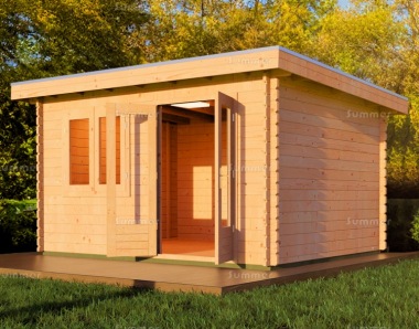Woodpro Pent Roof Log Cabin WHS28P512 - Double Glazed, Double Door Woodpro Pent Roof Log Cabin WHS28P512 - Double Glazed, Double Door