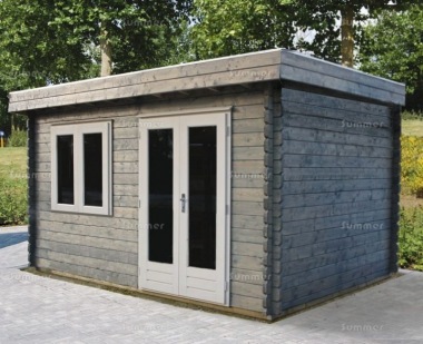 Woodpro Double Door Pent Roof Log Cabin 669 - Double Glazed