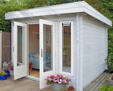 Woodpro Double Door Pent Roof Log Cabin 671 - Double Glazed