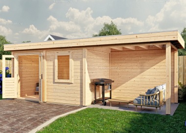 Lugarde Select 28mm Pent Roof Gazebo 256 - With Integral Summerhouse