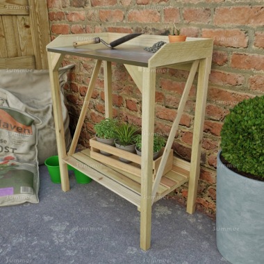 2 Tier Wooden Potting Bench 372 - Galvanized Steel Worktop 2 Tier Wooden Potting Bench 372 - Galvanized Steel Worktop