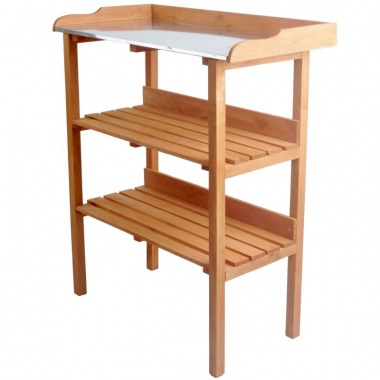 3 Tier Wooden Potting Bench 318 Galvanized Steel Worktop