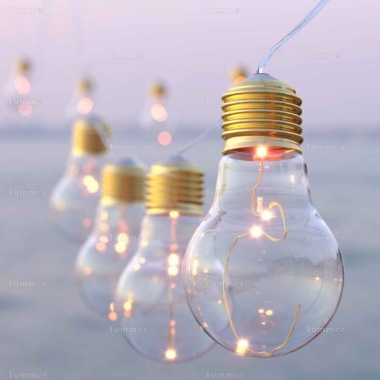 String Lights 130 - Solar Powered or USB, Vintage Bulbs, 20LEDs