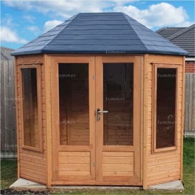 Octagonal Summerhouse 148 - Slate Effect Roof, Large Panes