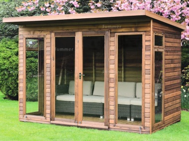 Pent Summerhouse 46 - Low Level Glazing, Double Door Pent Summerhouse 46 - Low Level Glazing, Double Door