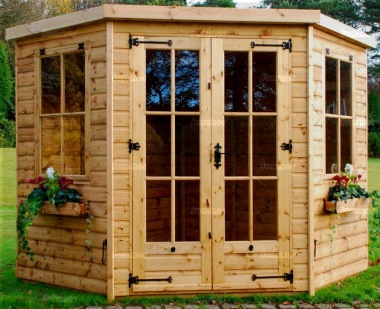Corner Summerhouse 921 - Georgian, Double Doors Corner Summerhouse 921 - Georgian, Double Doors