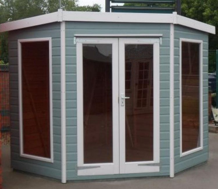 Corner Summerhouse 418 - Large Panes, Double Door, Fitted Free Corner Summerhouse 418 - Large Panes, Double Door, Fitted Free