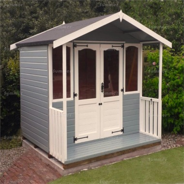 Apex Summerhouse 422 - Verandah, Painted, Double Door, Fitted Free Apex Summerhouse 422 - Verandah, Painted, Double Door, Fitted Free