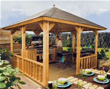 Lugarde Wooden Gazebo 326 - Hipped Roof, Felt Tiles