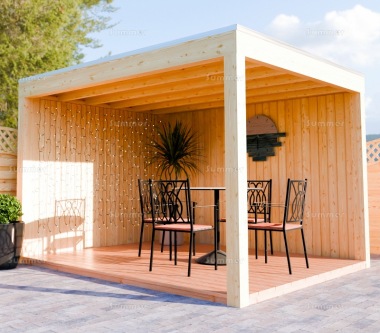 Lugarde Wooden Gazebo 355 - Pent Roof, Fully Boarded Walls