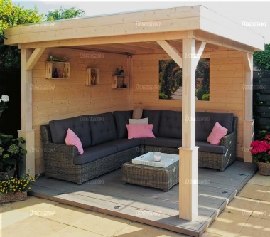Lugarde Wooden Gazebo 368 - Pent Roof, Fully Boarded Walls