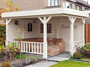 Lugarde Wooden Corner Gazebo 370 - Fully Boarded Walls, Balustrades