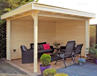 Woodpro Wooden Gazebo 678 - Pent Roof, Fully Boarded Walls